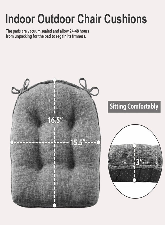Quilmfoam 16.5"x15.5" Kitchen Chair Cushions Set of 4 for Dining Chair, Soft Tufted Non-Slip Memory Foam Seat Cushion with Ties for Indoor Kitchen Dining Furniture, Dark Grey - Image 3